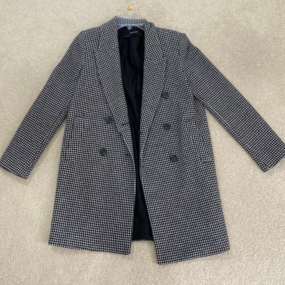 Zara Basic Checkered Wool Coat